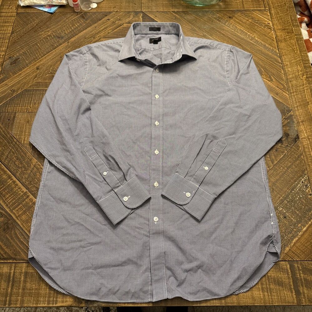 J.Crew Ludlow Dress Shirt Mens 17/34 Blue Slim Fit Button Up Long Sleeve